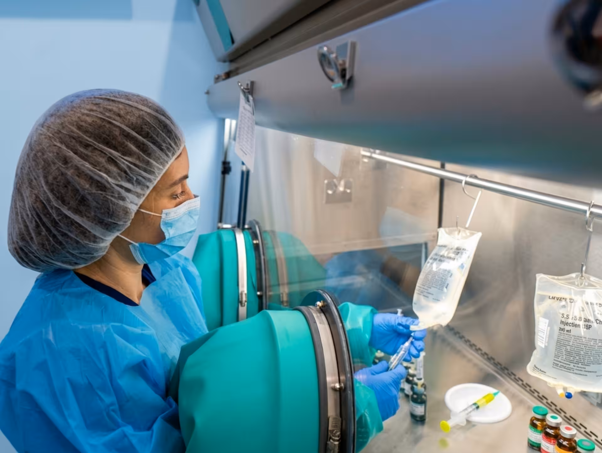 ISO Class 5 sterile isolator hood used to mix IV drips at The DRIPBaR Austin The Domain